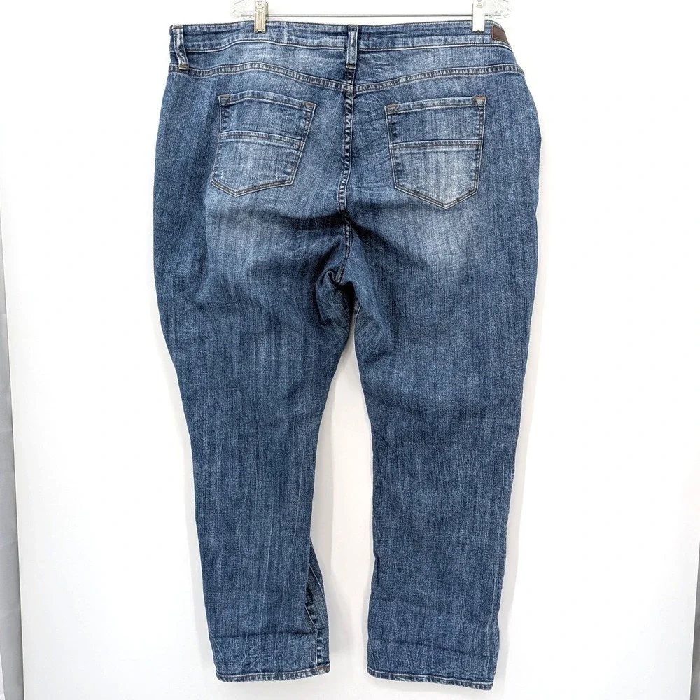 Dear John Distressed Bootcut Jeans Medium Wash Stretch Denim Plus Size 22W